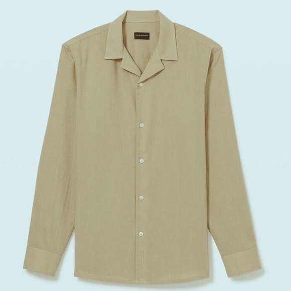 Long Sleeve Camp Collar Seersucker Shirt - New With Tags - NEVER WORN - Tan - Picture 4 of 4